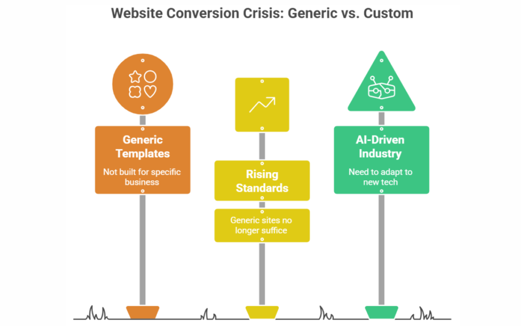 Website conversion crisis generic vs custom